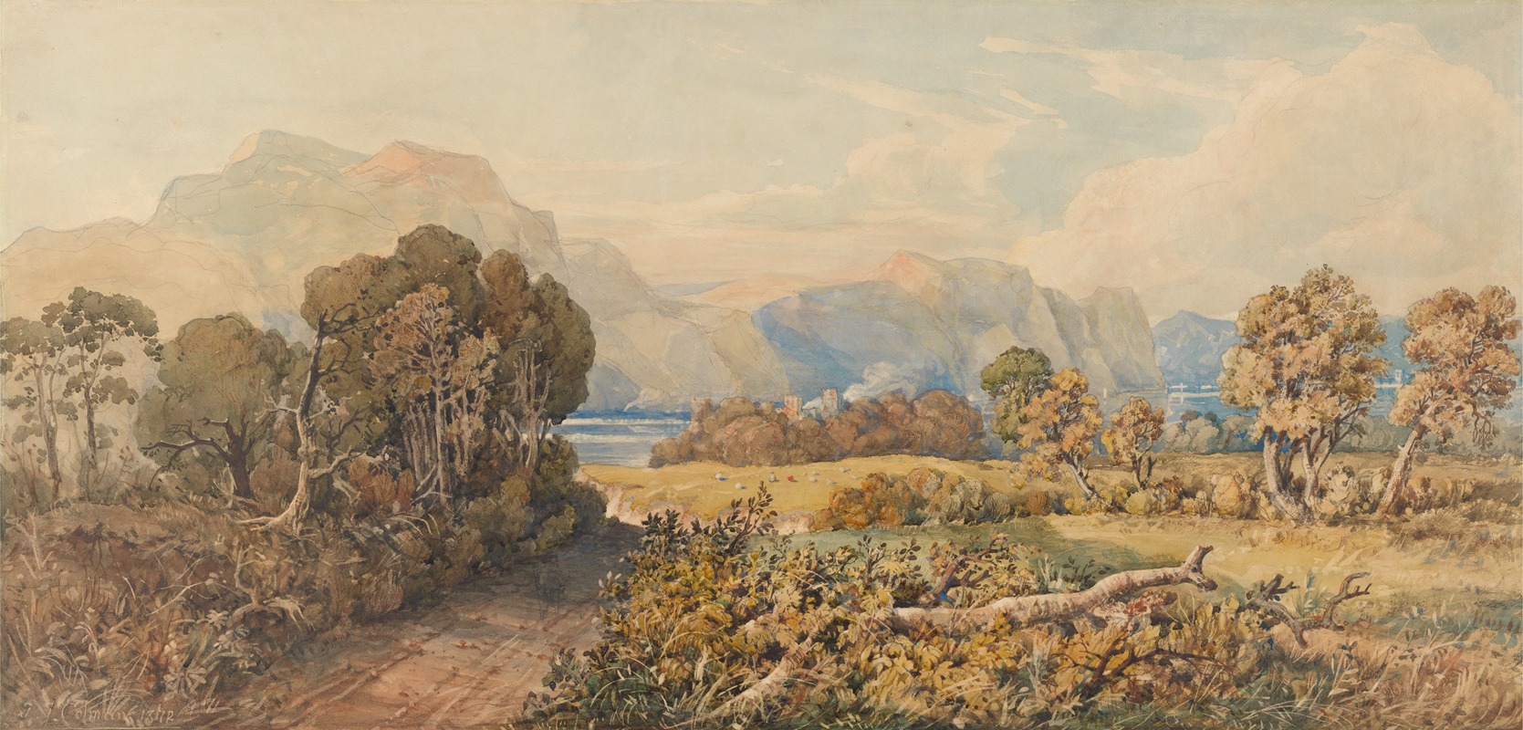 John Joseph Cotman - Landscape with River and Mountains