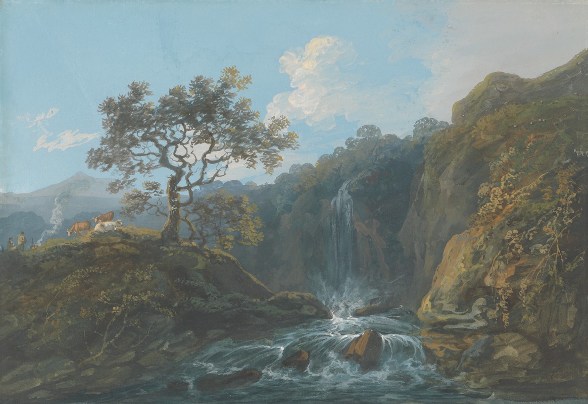 John Laporte - Day – Landscape with Rapids and Cattle