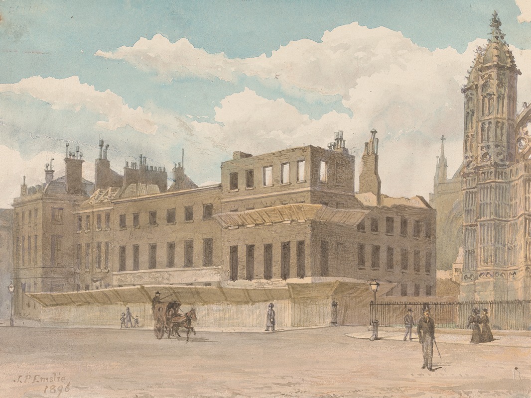 John Phillipps Emslie - Houses Adjacent to Westminster Abbey in the Process of Demolition