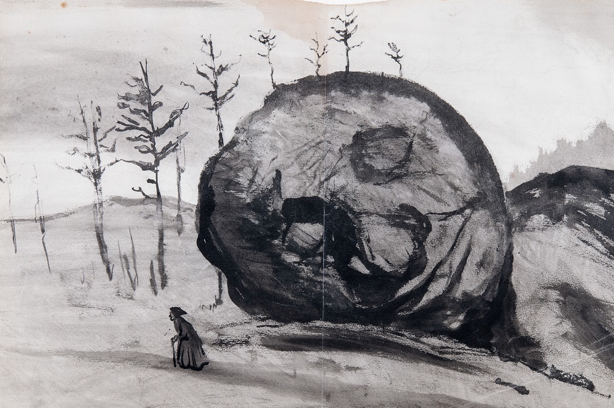 Ivar Arosenius - Old Woman and a Sleeping Rock