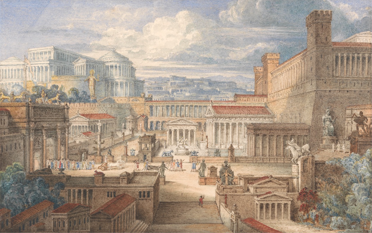 Joseph Michael Gandy - A Scene in Ancient Rome: A Setting for Titus Andronicus, I, ii