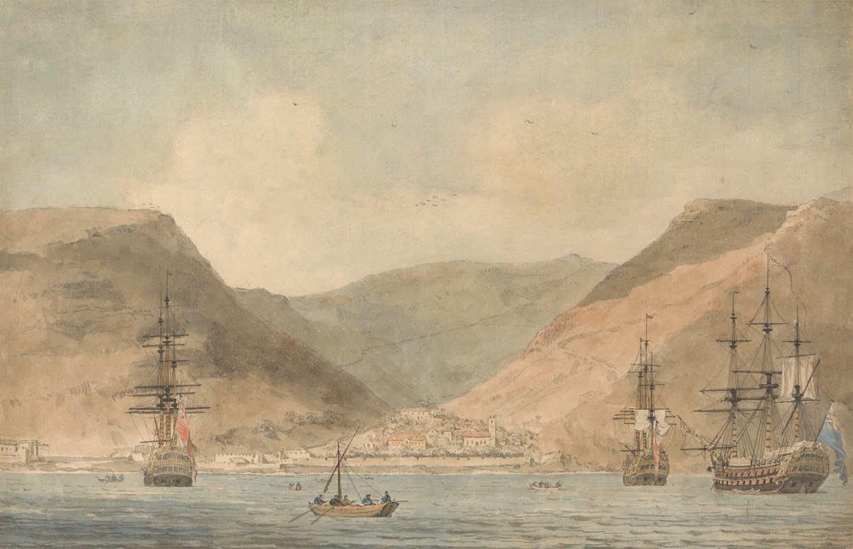 Luke Clennell - View of Jamestown, St. Helena, From the Sea with Shipping