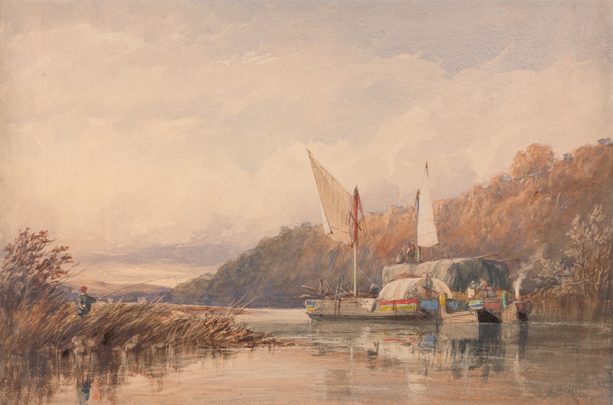 Richard Henry Nibbs - Hay and Log Barges on the Conway