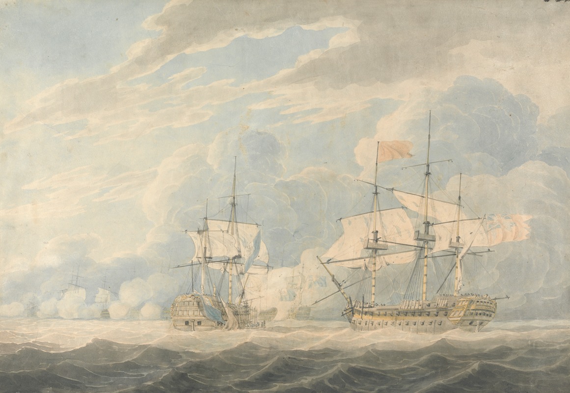 Robert Cleveley - The Dutch Vice Admiral under Admiral De Winter striking his flag to the English Vice Admiral Onslow under Admiral Duncan at the Battle of Camperdown, 11th October 1797