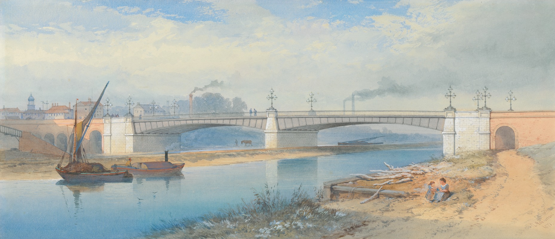 Thomas Charles Leeson Rowbotham - Iron Bridge on the Outskirts of an Industrial Town