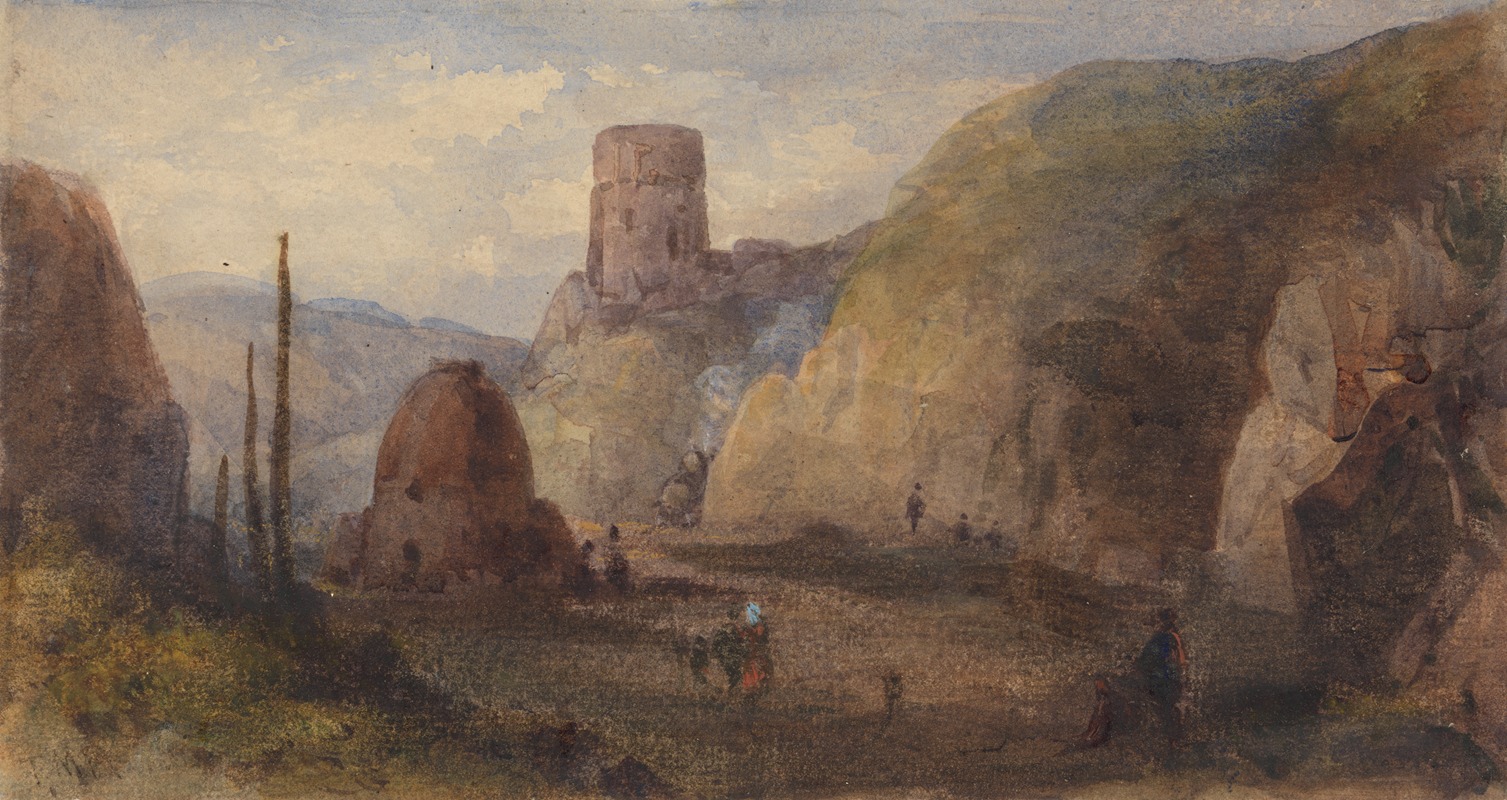 Thomas Miles Richardson - Rocky Landscape with Fort