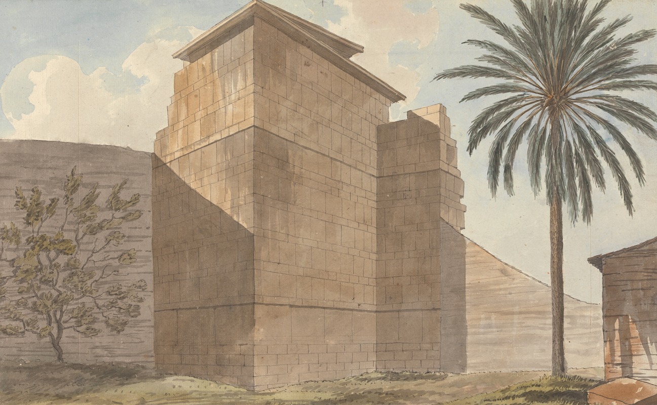 Willey Reveley - Corner of a Stone Building with Palm Tree at Right