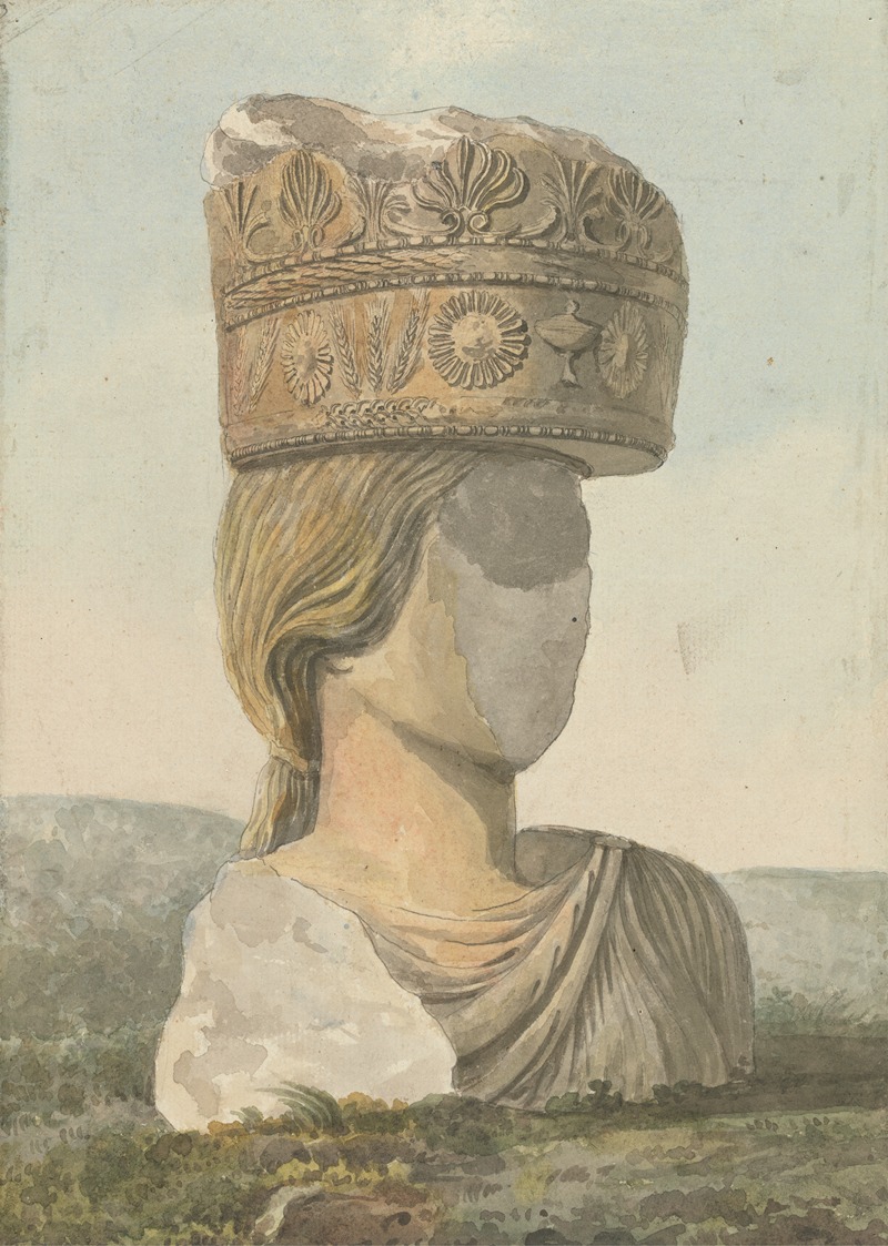 Willey Reveley - Faceless Bust of Statue Supporting a Broken Capital on Her Head