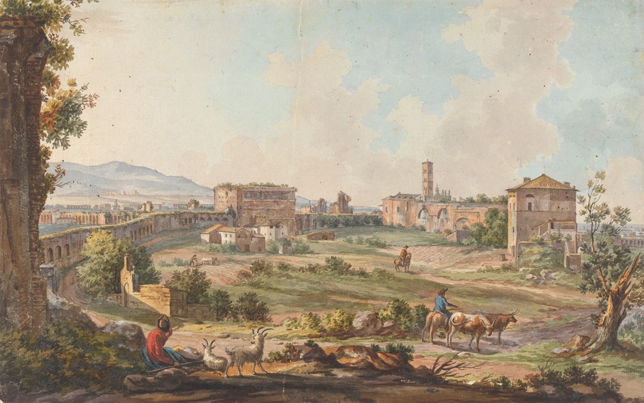 Willey Reveley - Ruins in Rome with Goats, Cows and Herdsmen