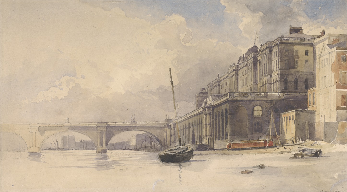 William Edward Dighton - Somerset House and Waterloo Bridge