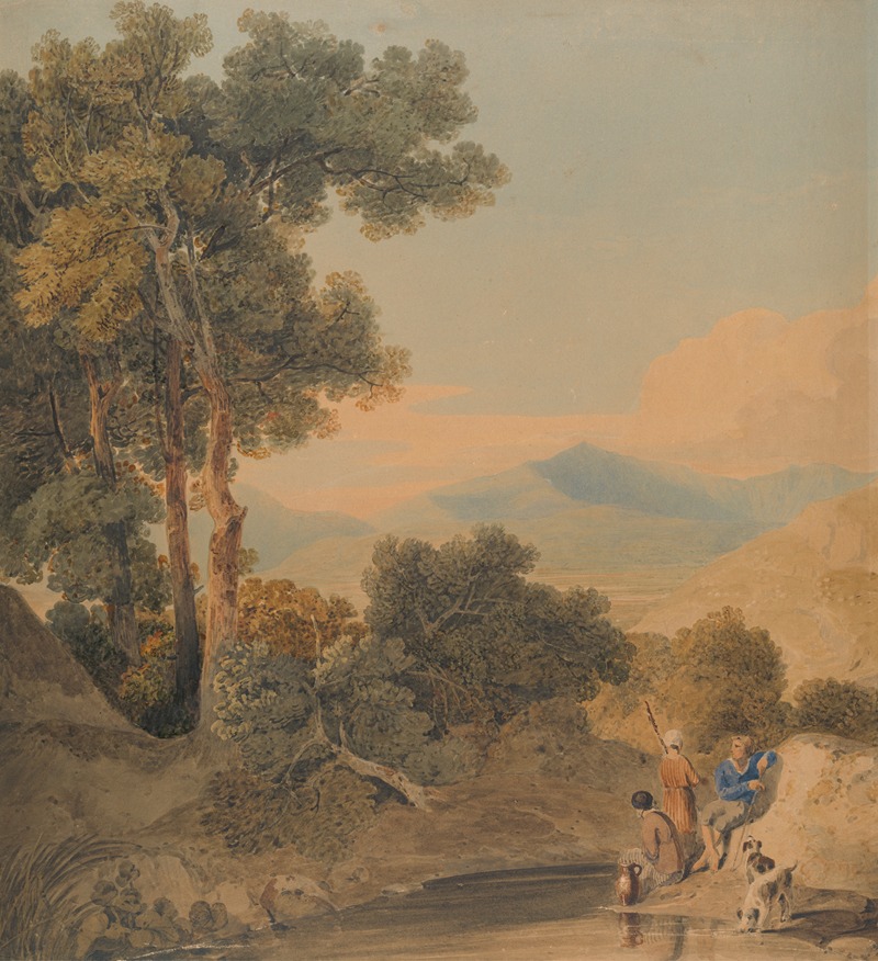 William Havell - Landscape with figures