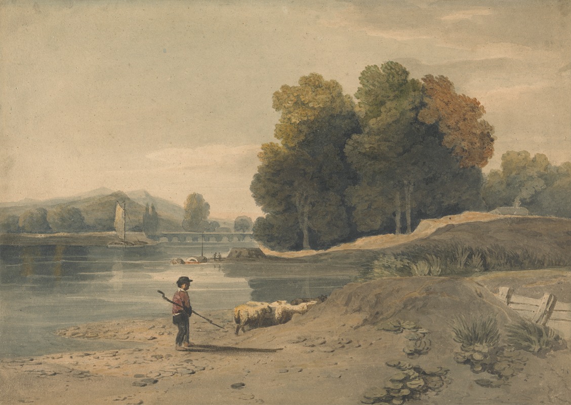 William Havell - River Scene with Boy and Sheep