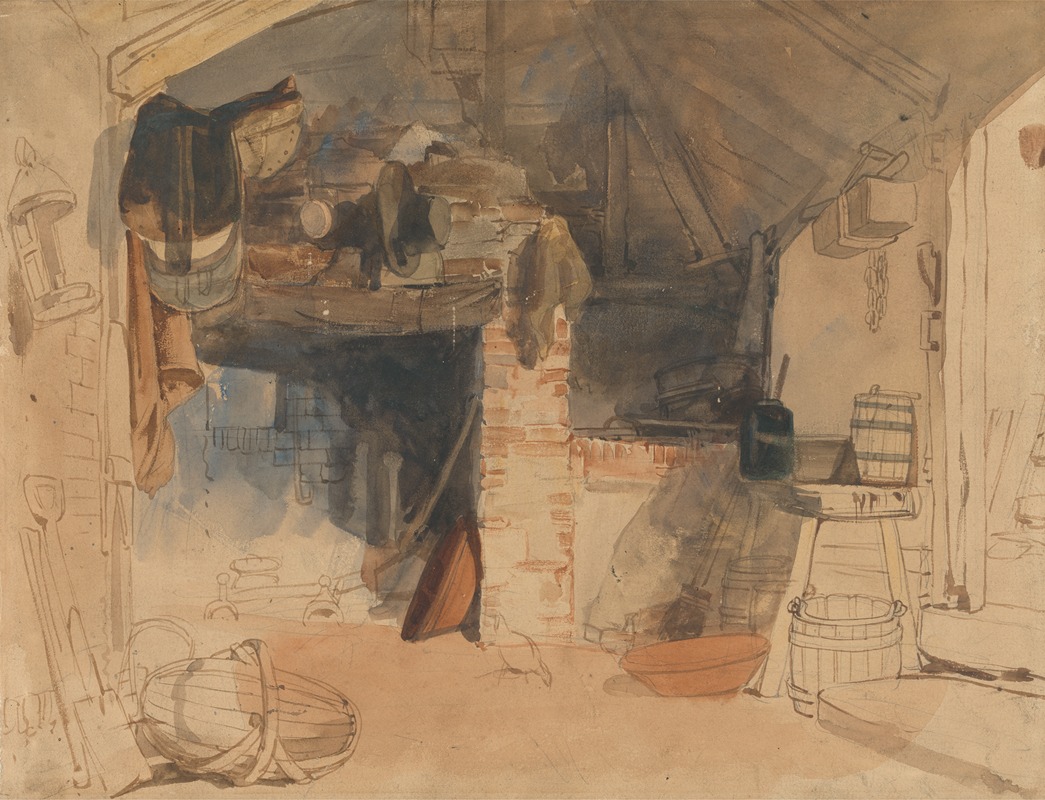 William James Müller - Study of a Rustic Interior Scene