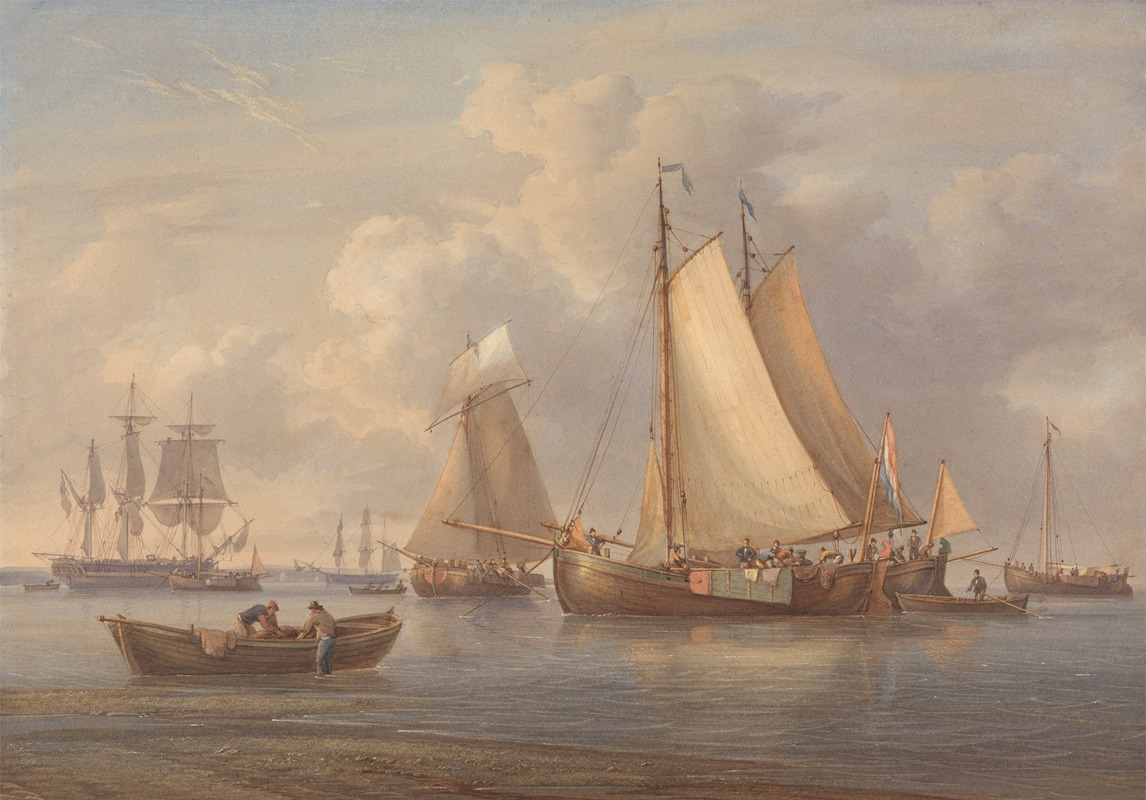 William Joy - Dutch Fishing Boats at Anchor in an Estuary