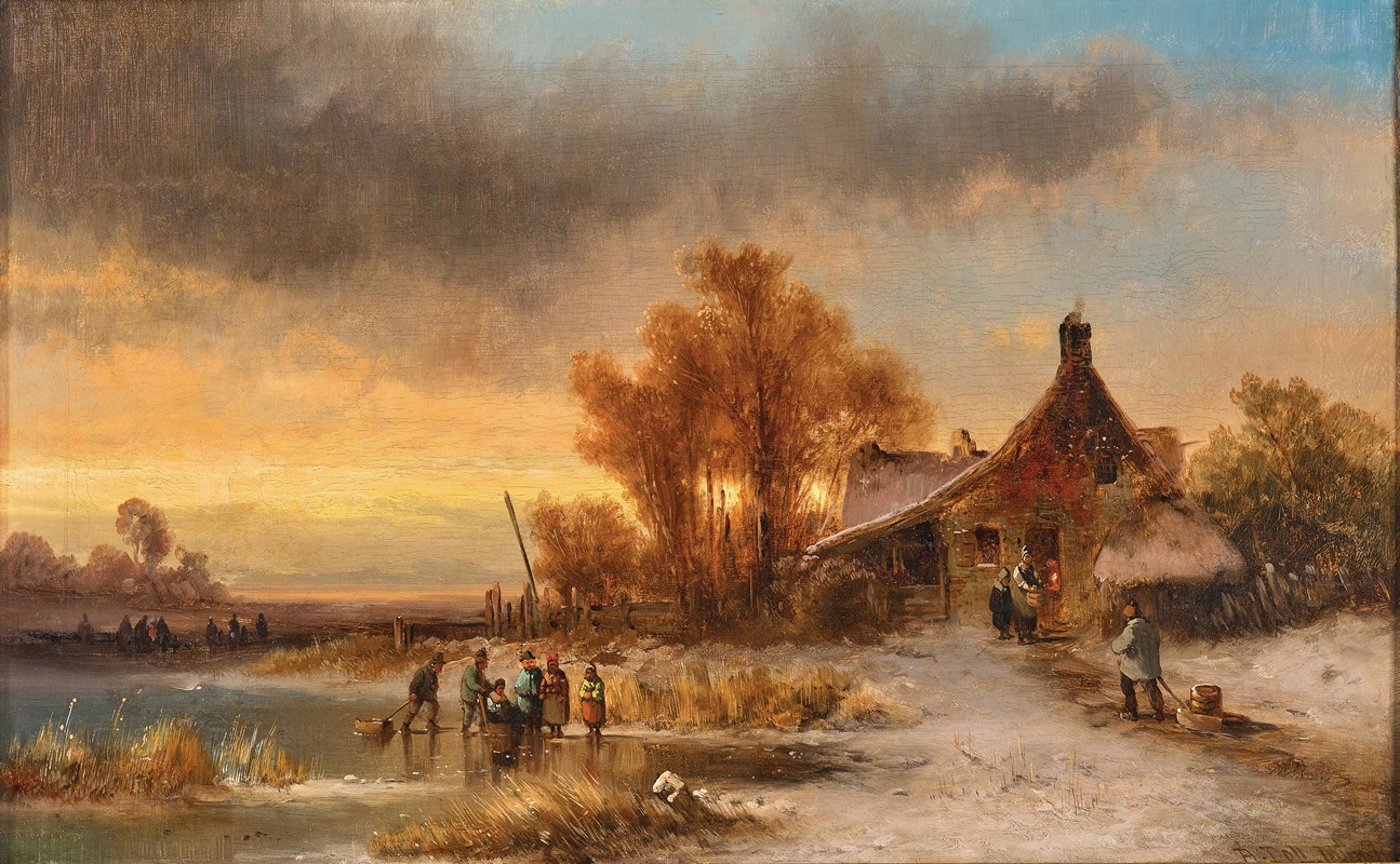 Anton Doll - A Snowy Pond at Sunset