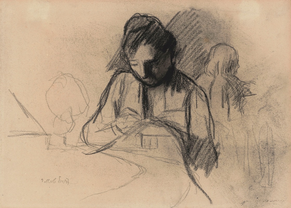 Jakob Smits - Woman Sewing and Child