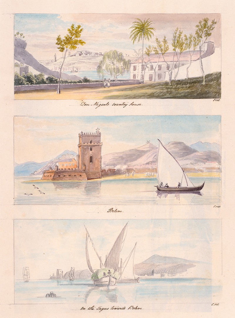 Charles Hamilton Smith - Three images; Don Miguel’s Country House, Belem, On the Tagus Towards Belem