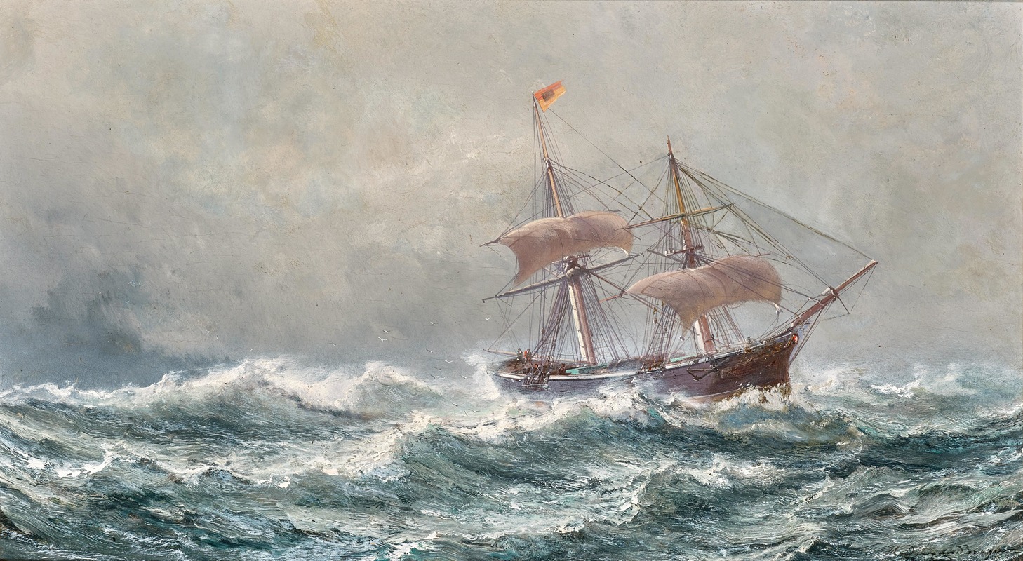 Jean-Baptiste-Henri Durand-Brager - A Two-Master at Sea