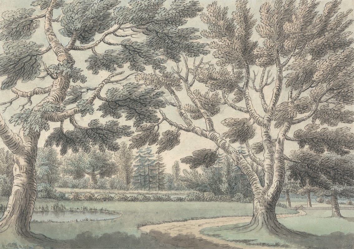 James Spyers - Design for a Landscape Garden with Ponds Seen Through Trees