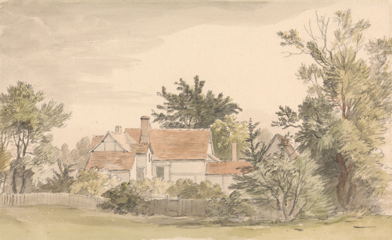 James Stark - Cottages and Trees with a Fence