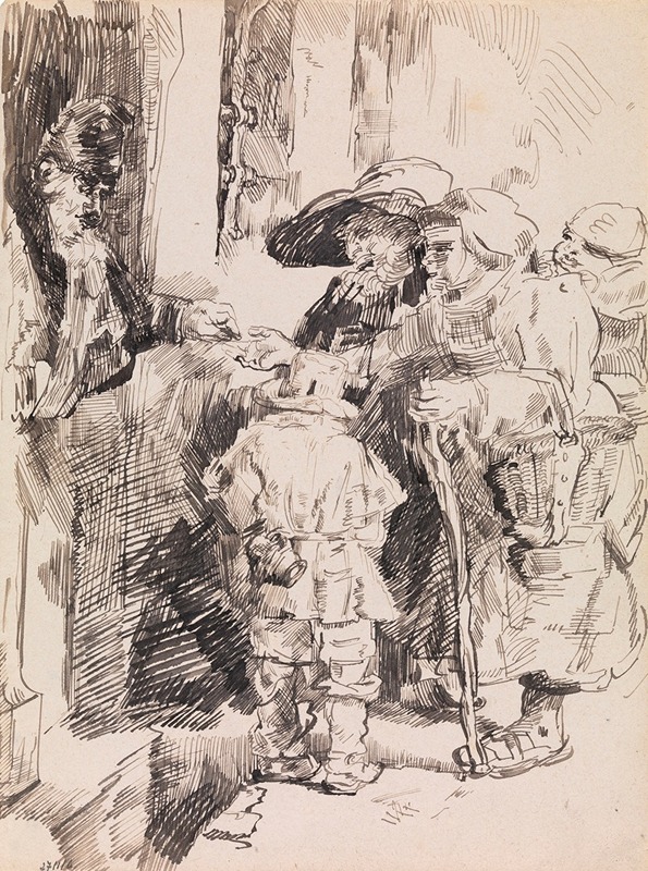 James Ensor - Beggars Receiving Alms at the Door of a House