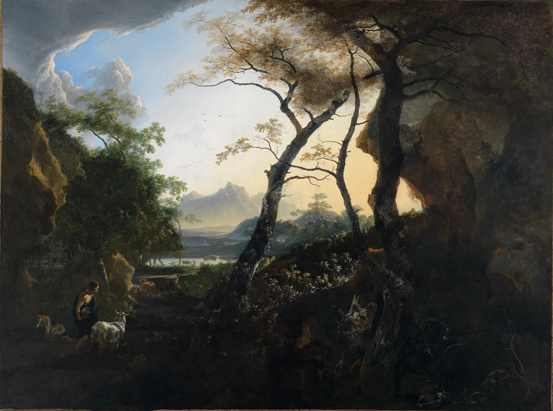 Adam Pynacker - Forest landscape with shepherds