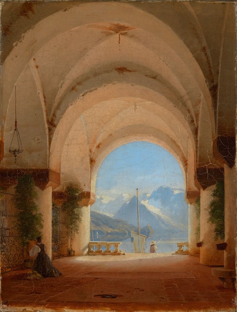 August von Bayer - Ausblick aus einem Kreuzgang