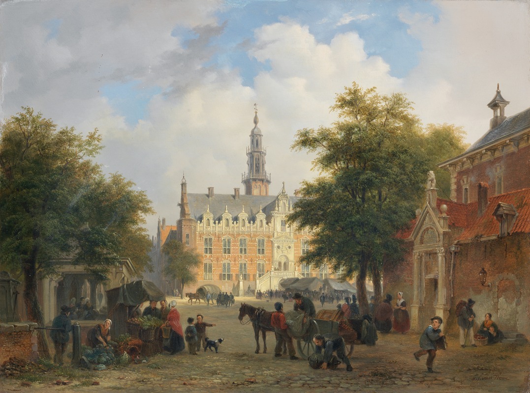 Bartholomeus Johannes van Hove - Street scene, Amsterdam