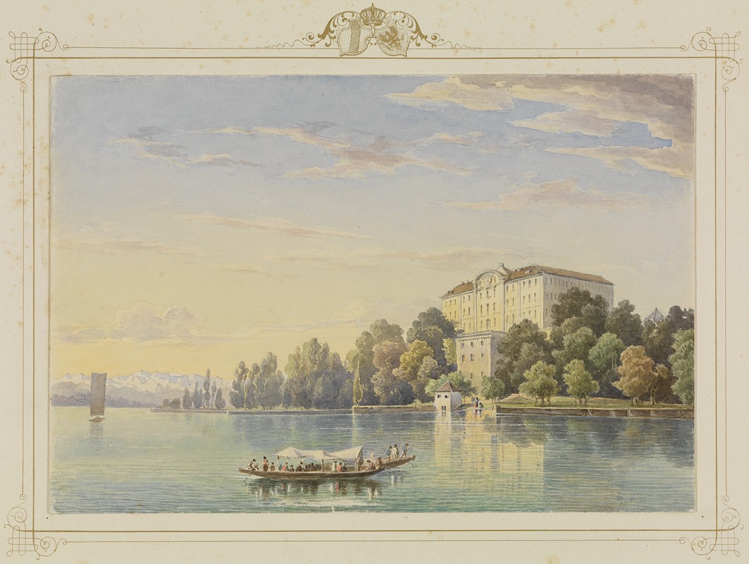 Carl Ludwig Frommel - Album der Insel Mainau; Ansicht des Schlosses vom See her