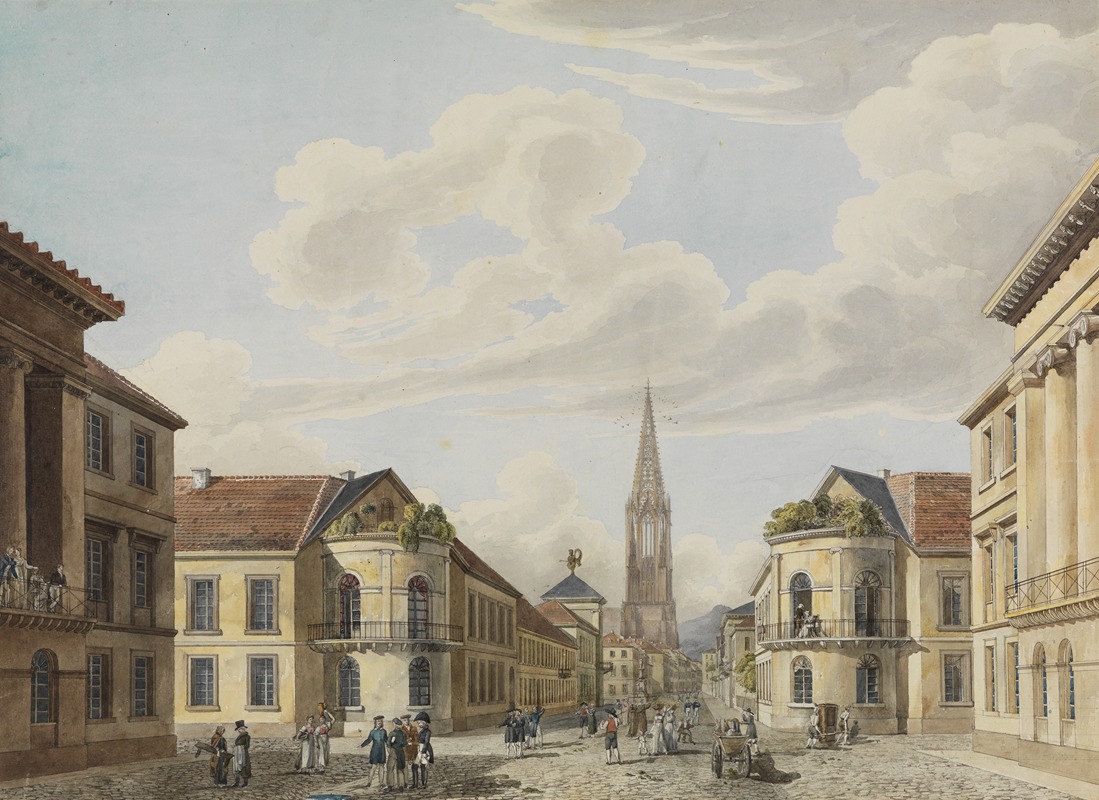 Carl Ludwig Frommel - Blick von der Zähringer Vorstadt in die Stadtmitte von Freiburg