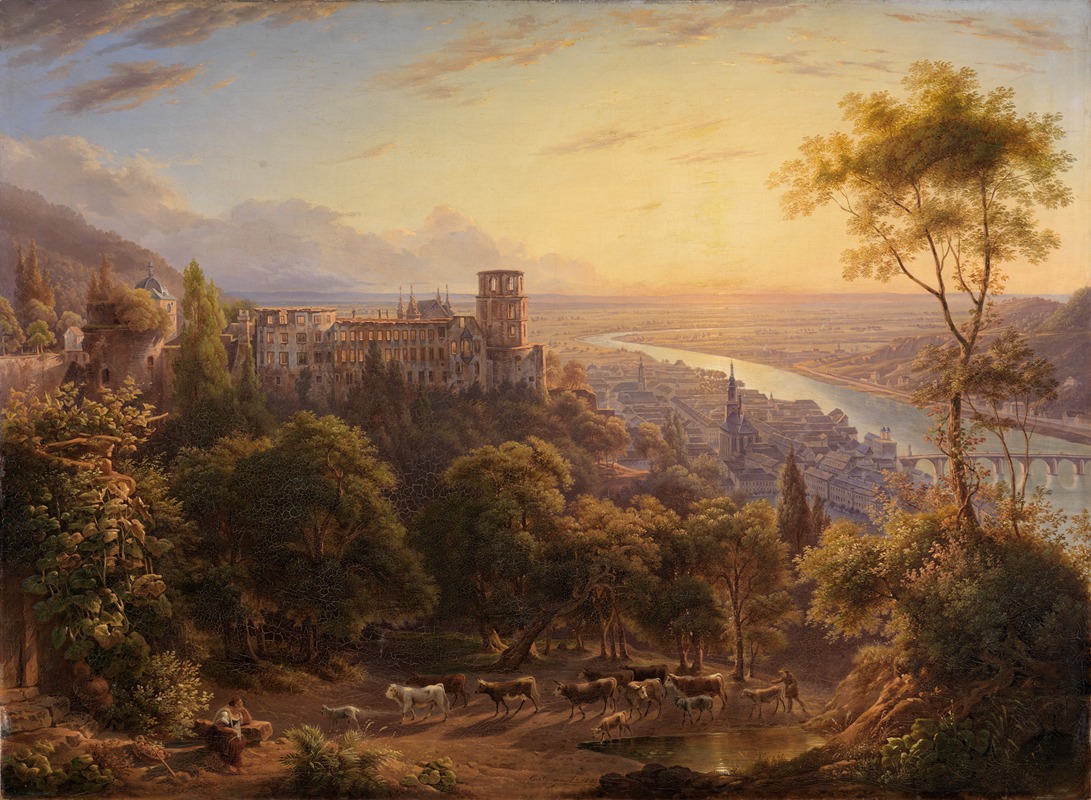 Carl Ludwig Frommel - Heidelberg bei Sonnenuntergang