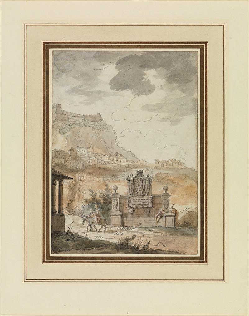 Claude-Louis Châtelet - Italienische Landschaft mit Medici-Brunnen