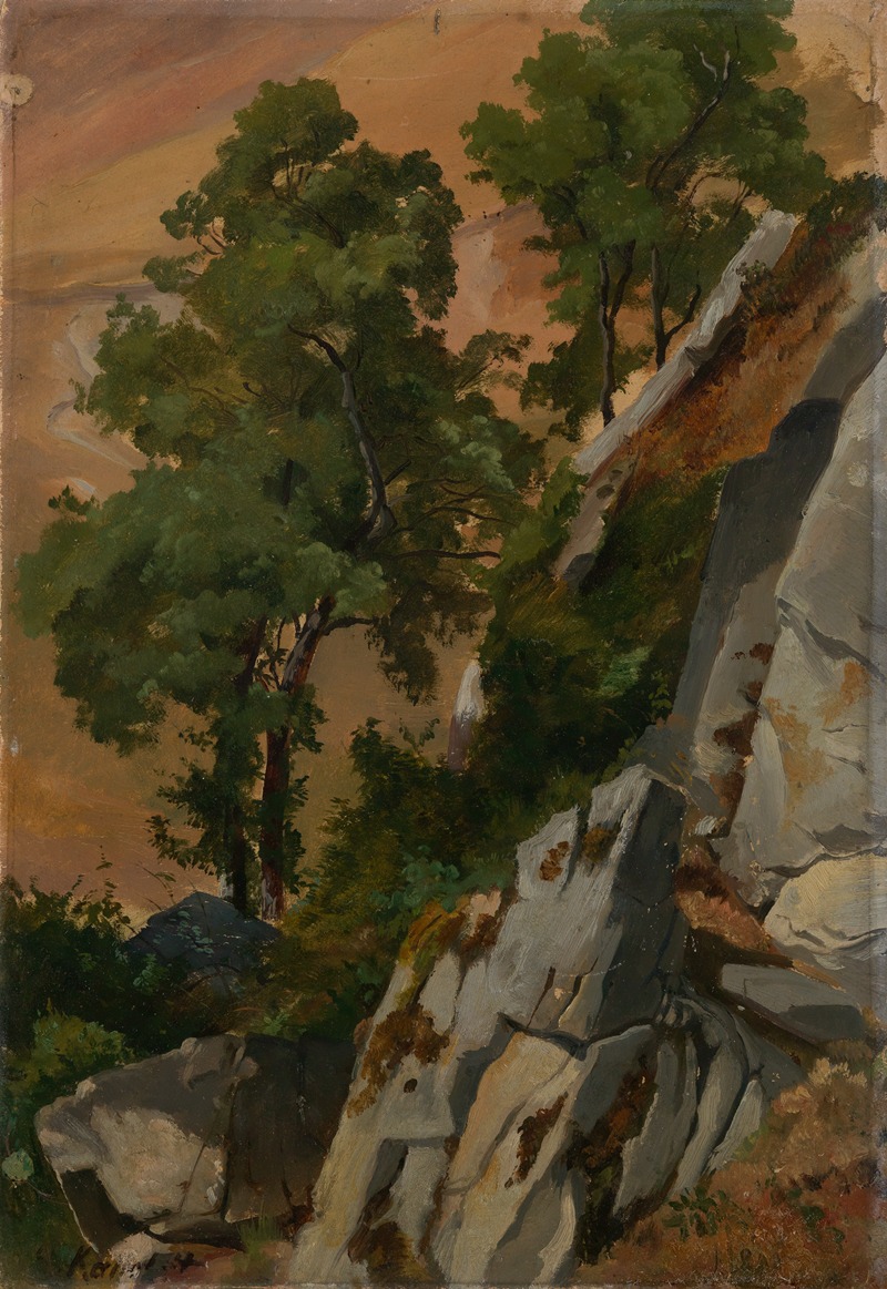 Edmund Kanoldt - Felshang mit Bäumen bei Olevano