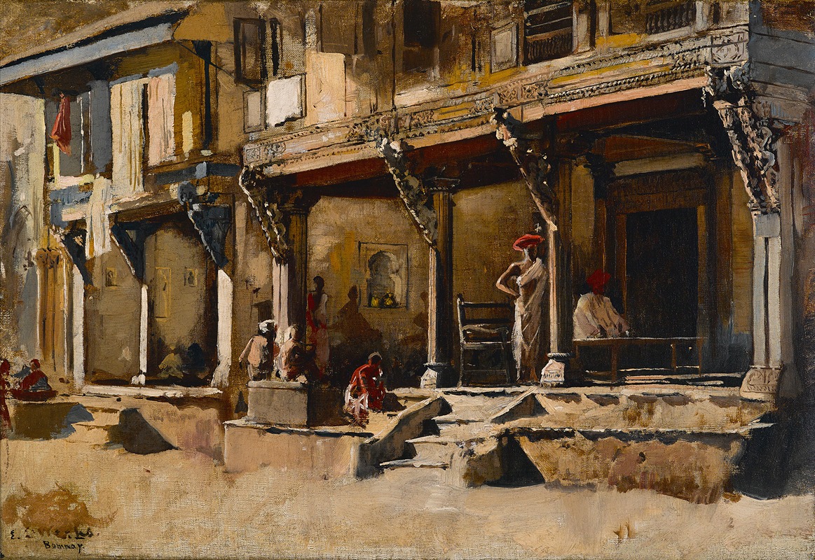 Edwin Lord Weeks - Merchants along a street in Bombay