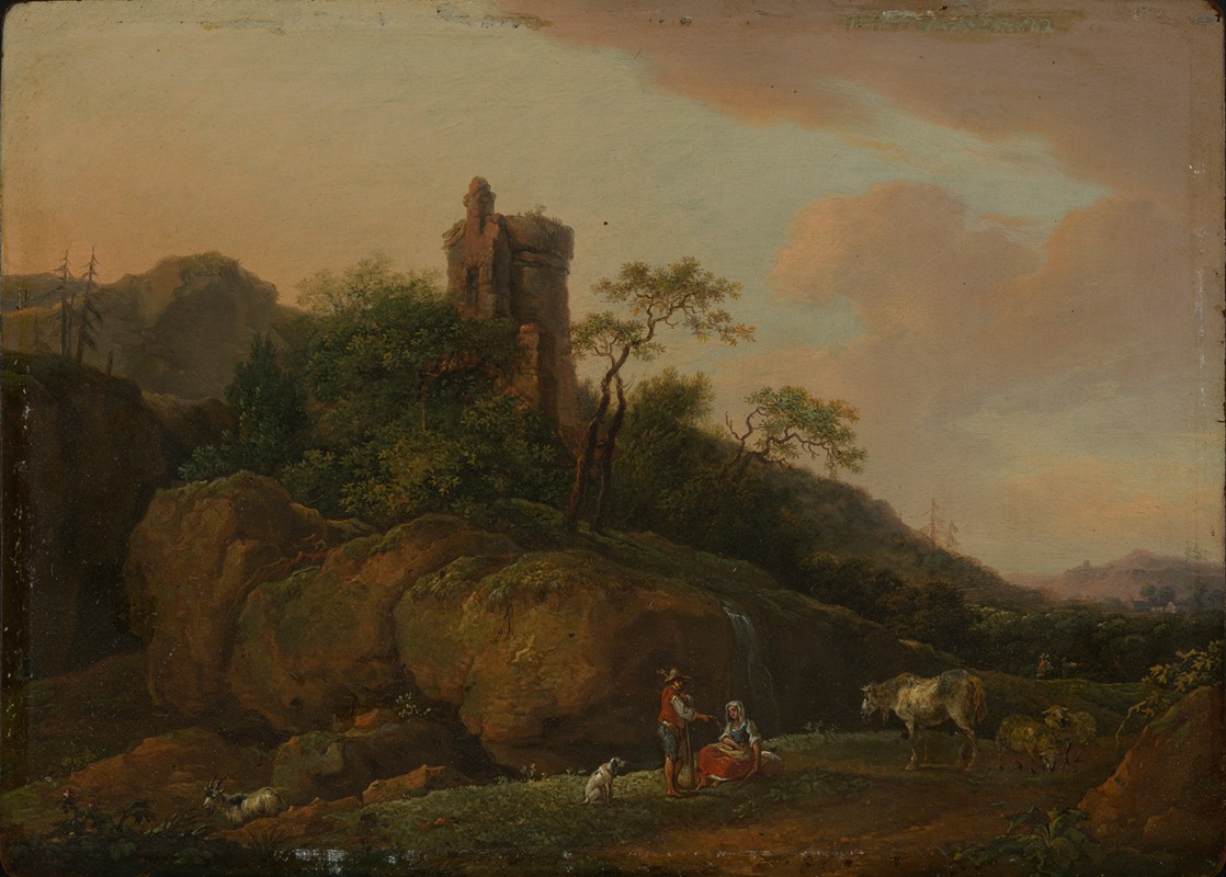 Ferdinand Kobell - Burgruine mit Hirten und Herde