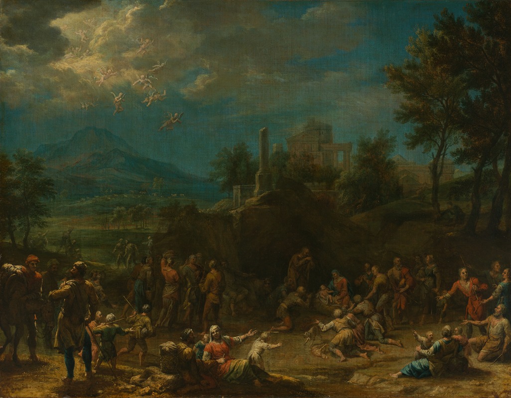 Franz Joachim Beich - Anbetung der Hirten vor weiter Landschaft