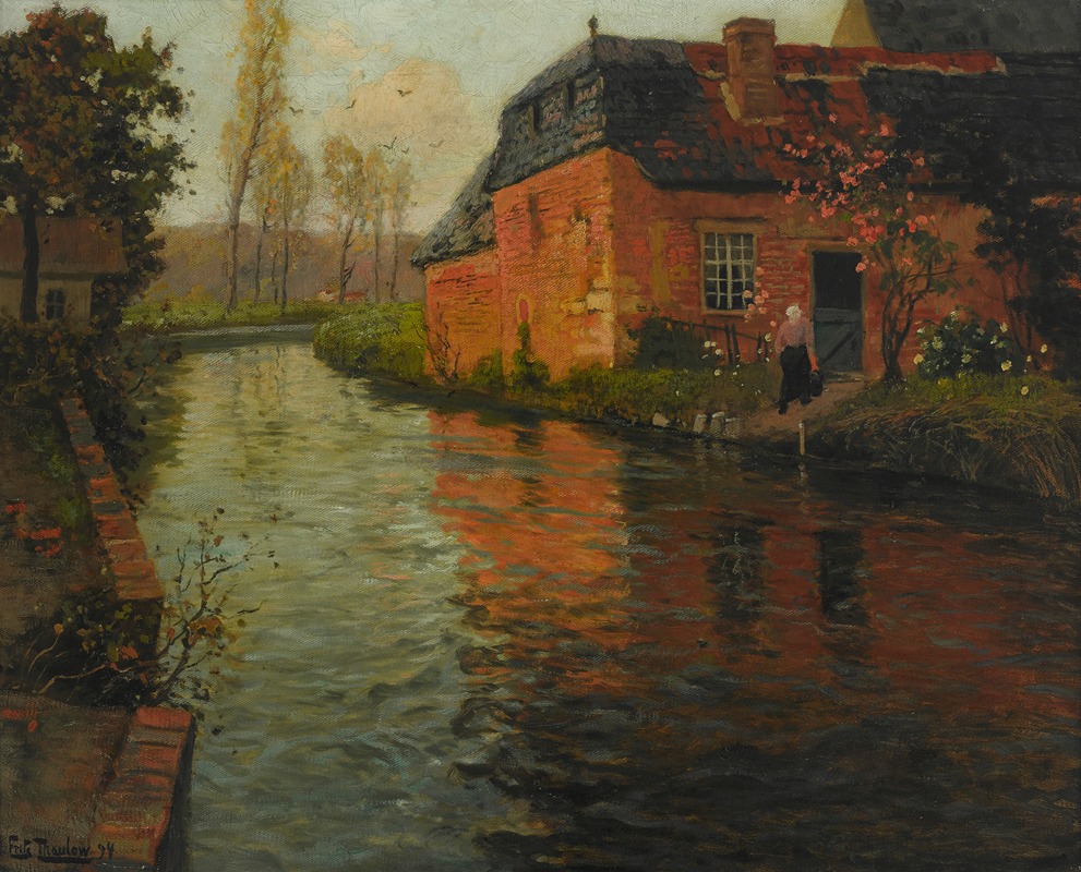 Frits Thaulow - A view of the river La Varenne