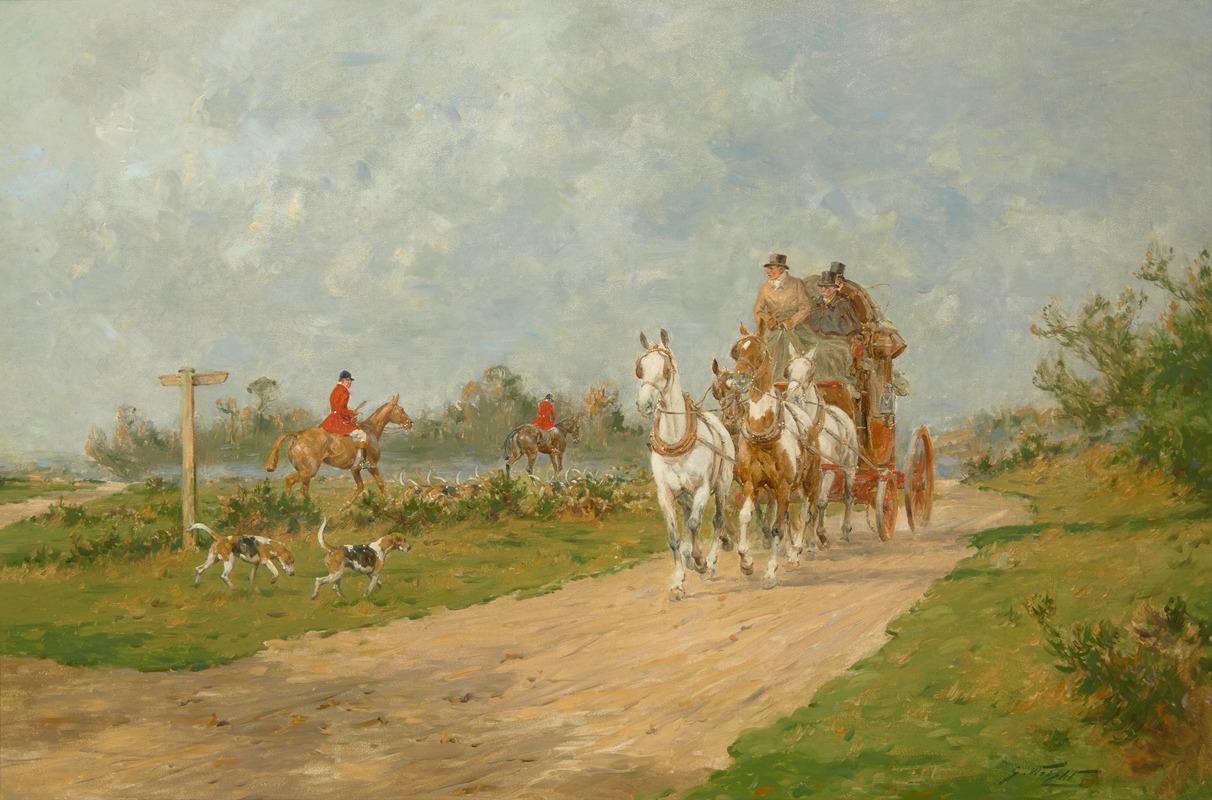 George Wright - A coach and four passing the hunt