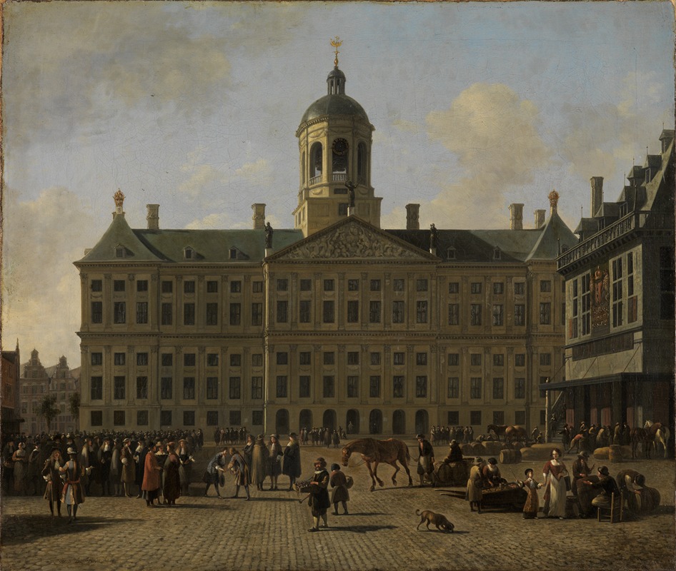 Gerrit Adriansz. Berckheyde - Der Damplatz zu Amsterdam mit dem Rathaus und der Waage