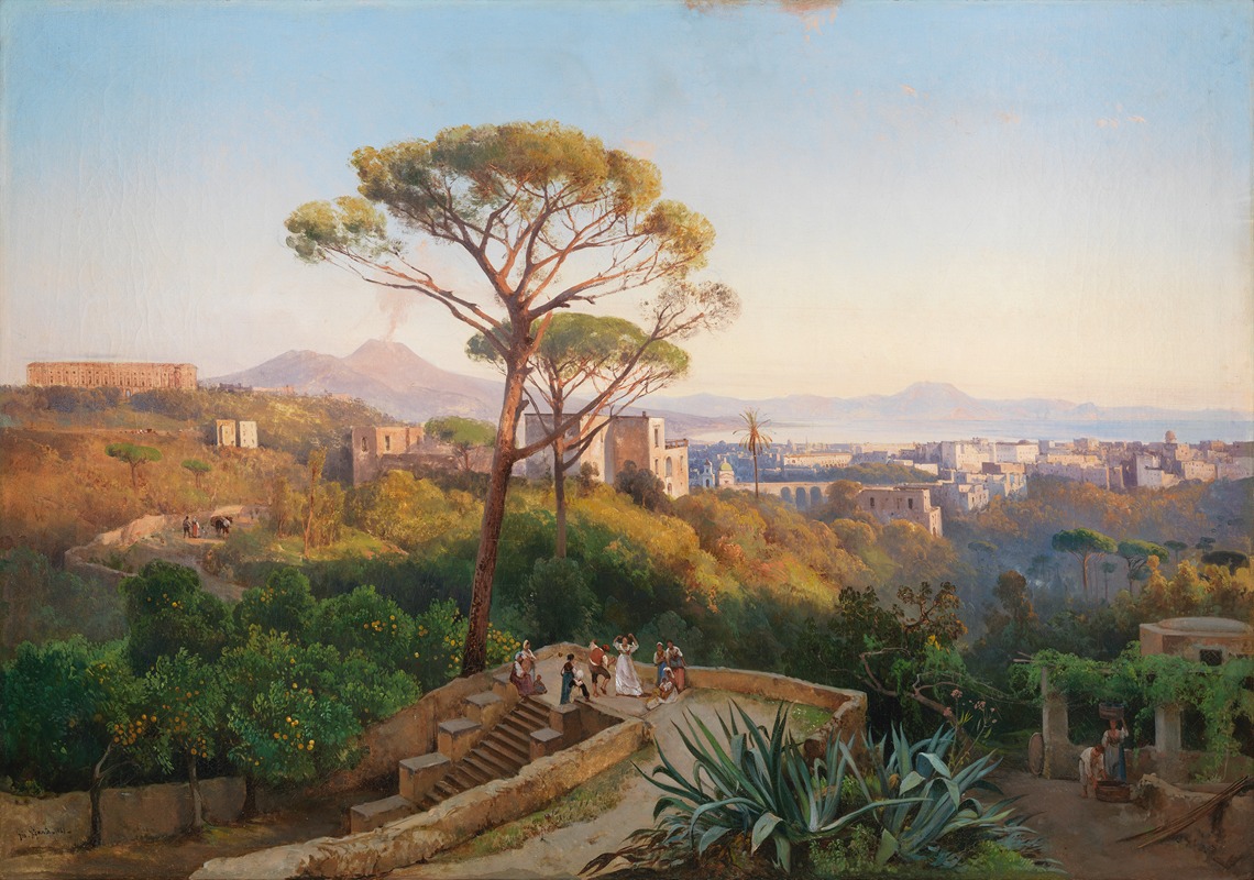 Giacinto Gigante - Panorama of Naples with Capodimonte and Mount Vesuvius in the distance