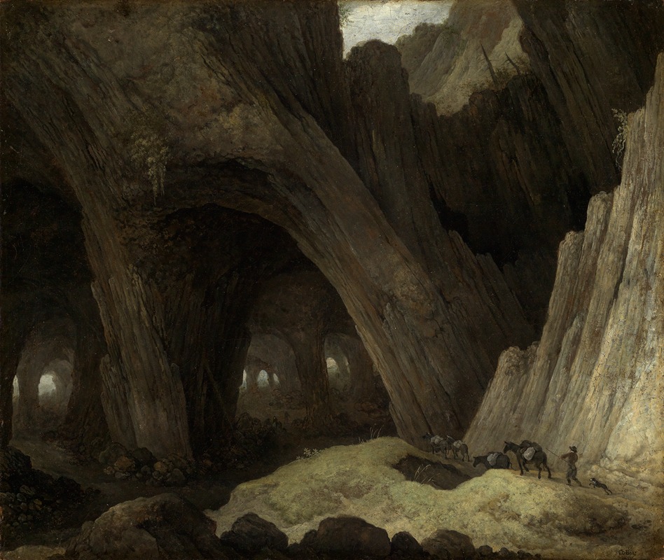 Guillam Dubois - Felsenhöhle mit Maultiertreibern