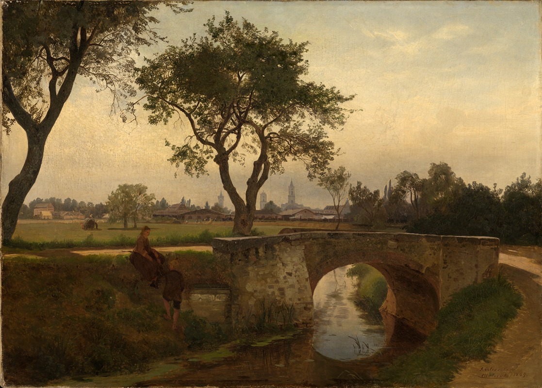 Gustav Osterroht - Blick auf Karlsruhe von Süden