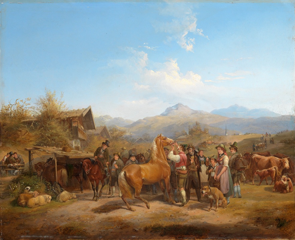 Heinrich Marr - Pferdemarkt in Tirol