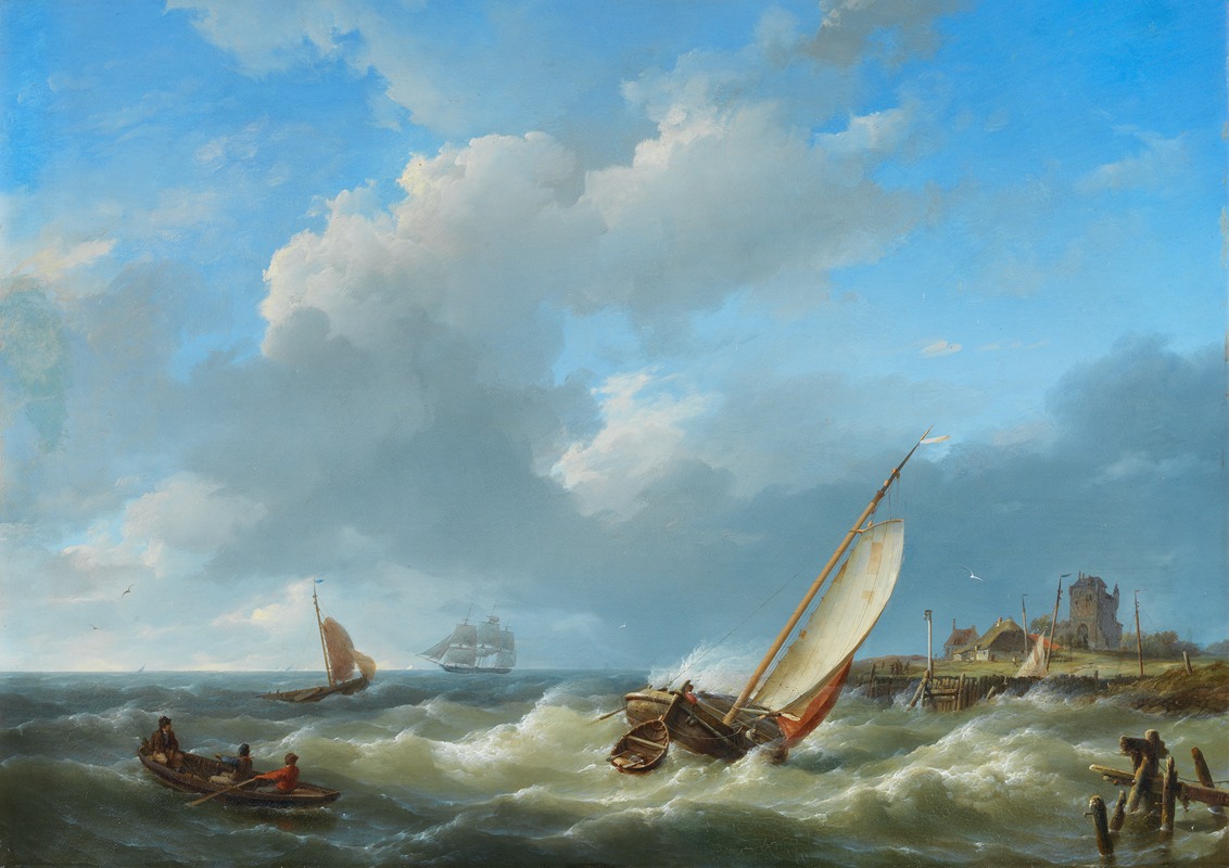 Hermanus Koekkoek - Fishing vessels in a squall