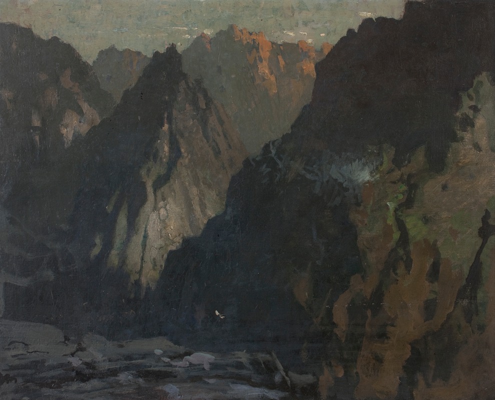 James Paterson - Mountain landscape, possibly the Cullins, Skye