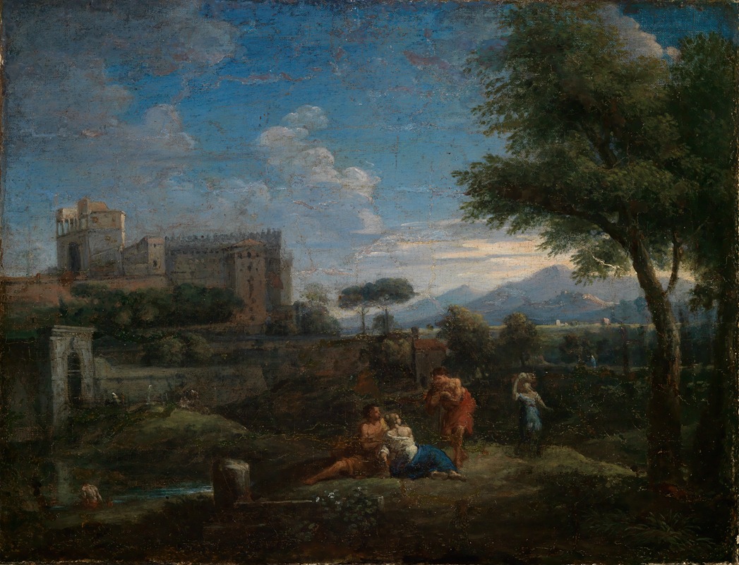 Jan Frans Van Bloemen - Klassische Landschaft bei Rom mit Blick auf das Belvedere des Vatikans