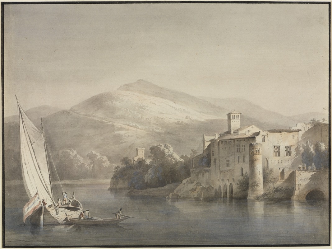 Jean-Jacques de Boissieu - Flusslandschaft mit Segelkahn und Ruderboot