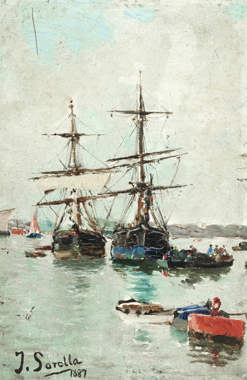 Joaquín Sorolla - Boats in a harbour