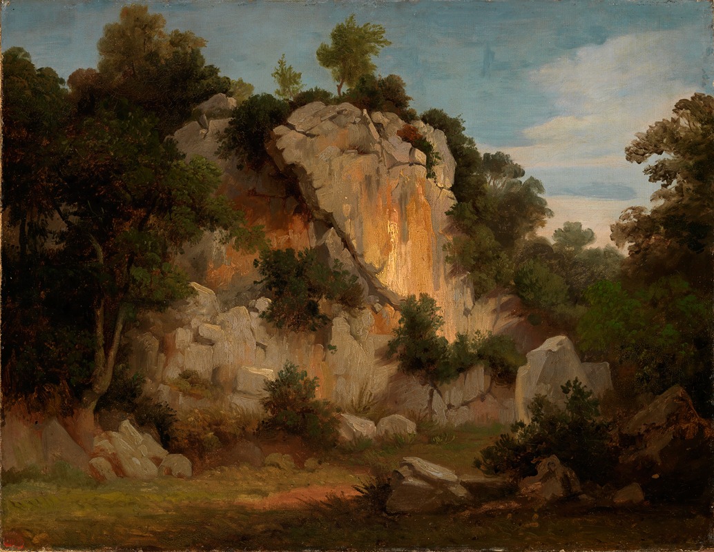 Johann Wilhelm Schirmer - Felswand mit Bäumen und Gesträuch