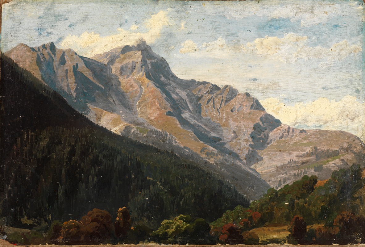 Johann Wilhelm Schirmer - Schweizer Gebirgslandschaft mit dem Piz Beverin im Hintergrund